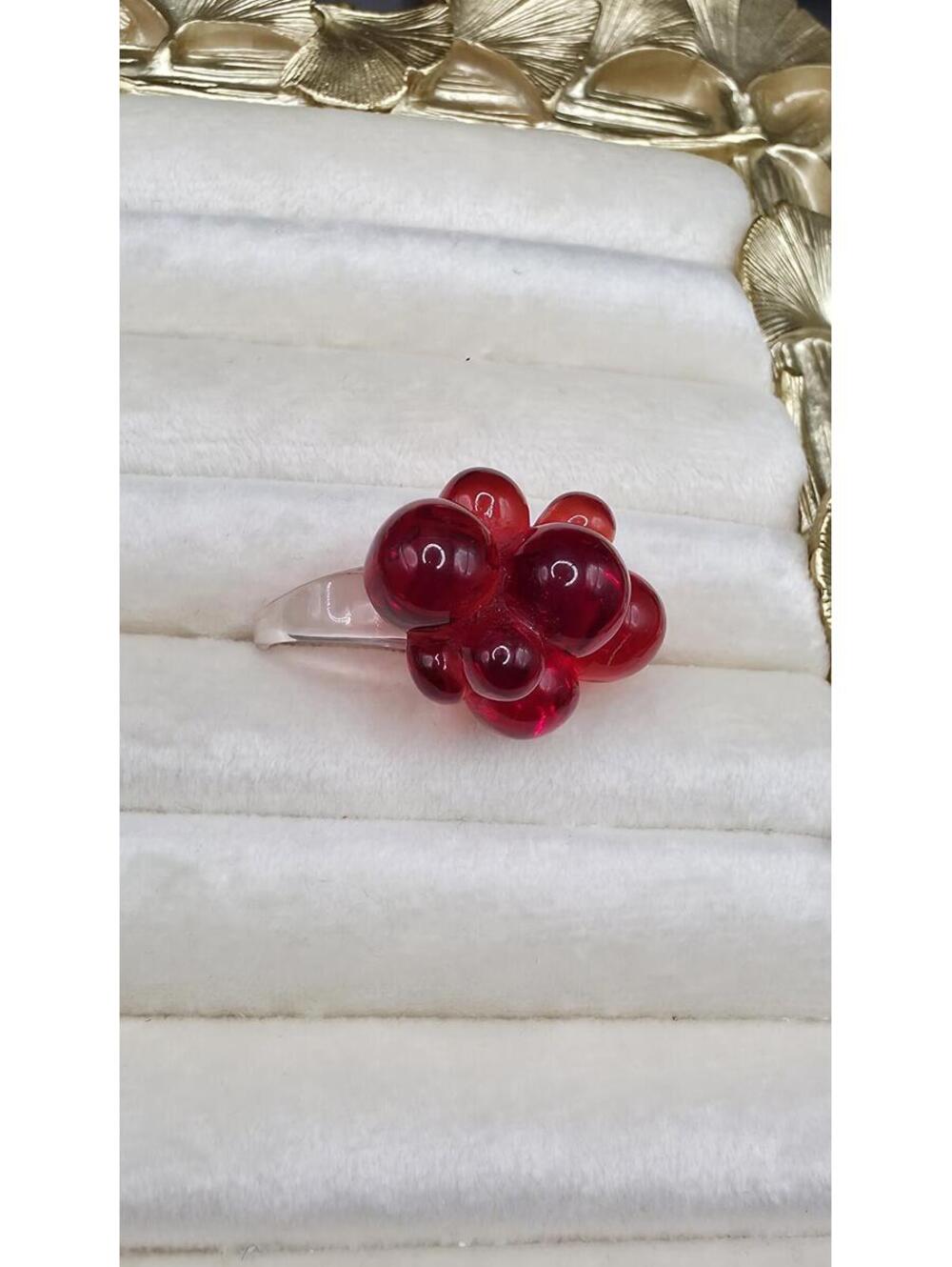 Unique Red Bubble Resin Statement Ring - Picture 3 of 6
